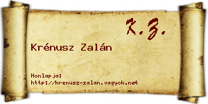 Krénusz Zalán névjegykártya